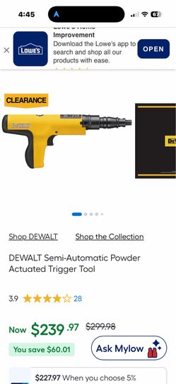 Dewalt power actuator semi automatic fasten tool (new)