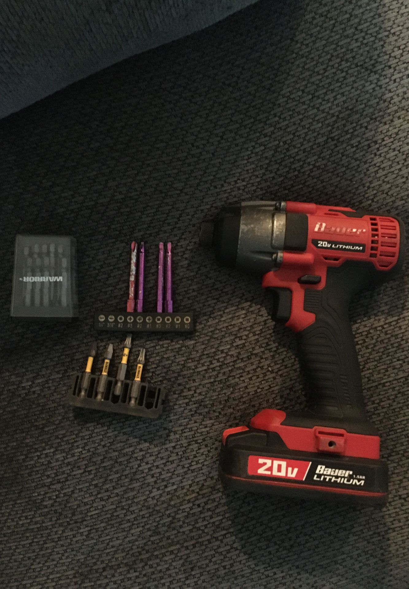 Bauer 20v lithium drill with bits