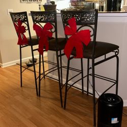 3 Wrought Iron Bar Stools