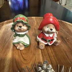 HOMCO Figurine, HomCo, Christmas Bears, Set of 2 Porcelain, Vintage