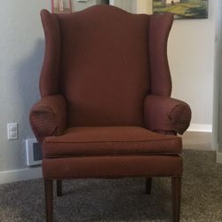 Red Ethan Allen Wingback Chair