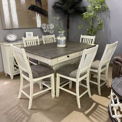 Two-Tone Counter Height Dining Room Set / 7pc
