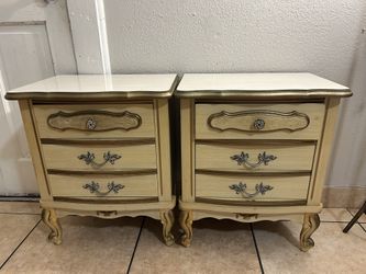Vintage Se Of 2 Nightstand 70s Sears Bonnet Hollywood Regency~French Provincial~