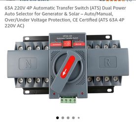 FREE 63A 220V 4P Automatic Transfer Switch (ATS) Dual Power Auto Selector for Generator & Solar – Auto/Manual, Over/Under Voltage Protection, CE Certi