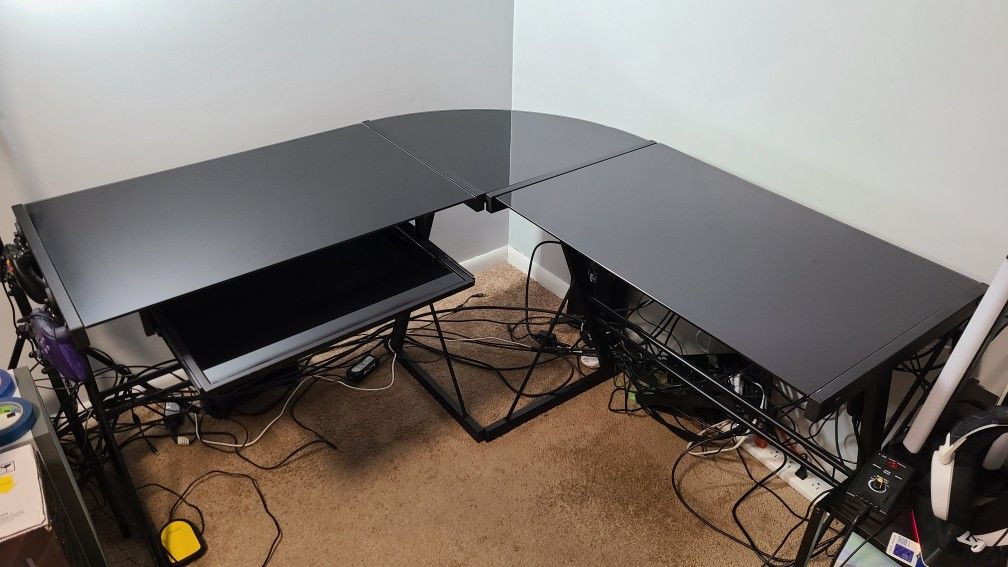 Black Glass Corner Desk