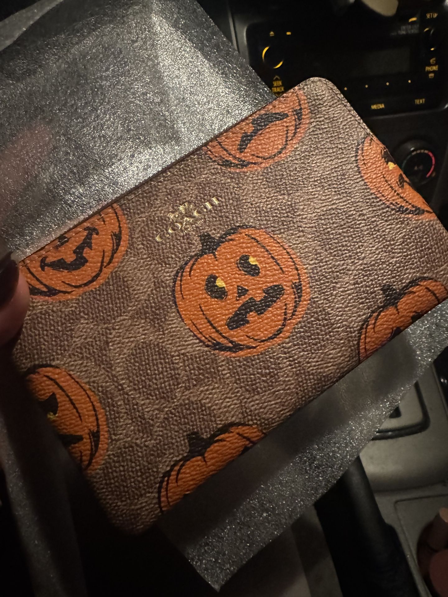 Halloween Pumpkin Coach Wristlet