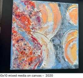 Title: Original 10x10 Abstract Painting – "The 5 Body Problem"