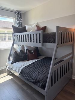 Gray Wood Twin over Full Bunk Bed