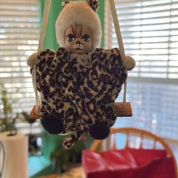 Vintage, porcelain cat, clown doll