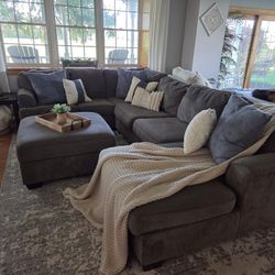 Sectional with Ottoman & Pillows