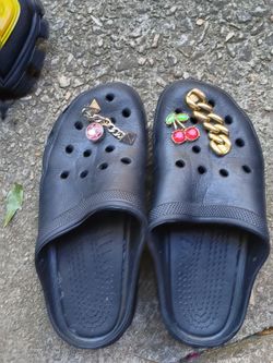 Black Crocs Slides with Jibbitz Charms