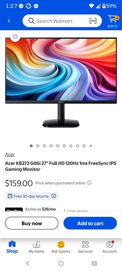 Acer 27 Inch Monitor KB272-27 Inch FHD IPS (1920 x 1080) Display Up to 120Hz Refresh Rate 99% SRG