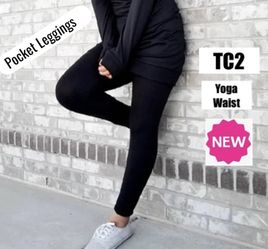 NEW Womens Black Pockets Leggings Soft As Lularoe OS/TC/TC2 