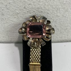 Vintage 1940's Kreisler ~ Gold Tone Tassel Brooch / Pin with Amethyst Crystal