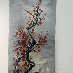 Original Cherry Blossom Tree oil Painting On Canvas 