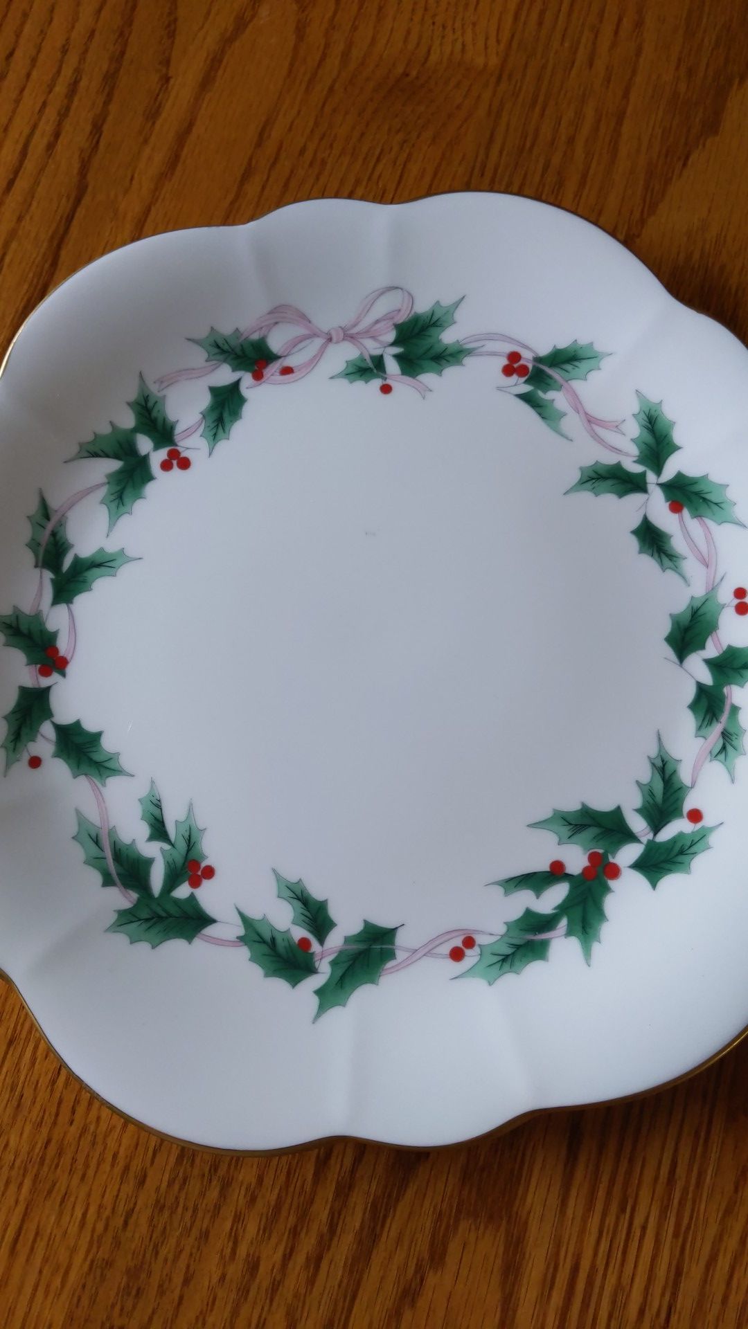 Vintage Mikasa Ribbon Holly Cake Plate