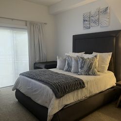 Queen bed frame and mattress