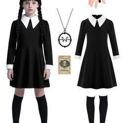 Wednesday Addams Halloween Costume Cosplay Girls 3-4 
