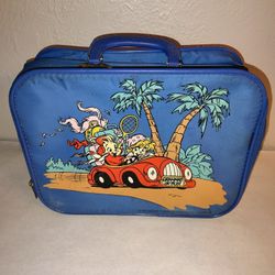 1990 Alvin and the Chipmunks Brittany Car Suitcase Grammas or Bust Blue Bag