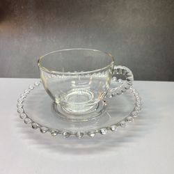 (1) Set of Vintage Federal Glass Hospitality coffee cup & Beautiful Vintage Candlewick 5 1/2" Saucer. Made by Imperial Glass.