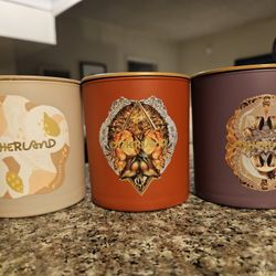 Repurposed Otherland Frosted Glass Jar/Candle Holders - Set of 3