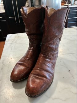 Justin 3163 Brown Marbled DEERLITE Leather Cowboy ROPER Boots Men's size 10D