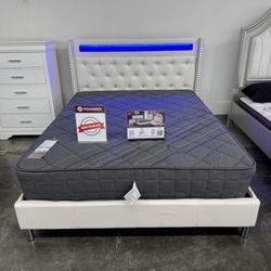 QUEEN BED FRAME QN MATTRESS ONLY