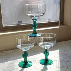 Libbey Cactus Boho/Western Margarita Glass set of 3, 16 oz, Pick Up In Avondale 