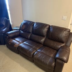 Brown Leather Couch Set
