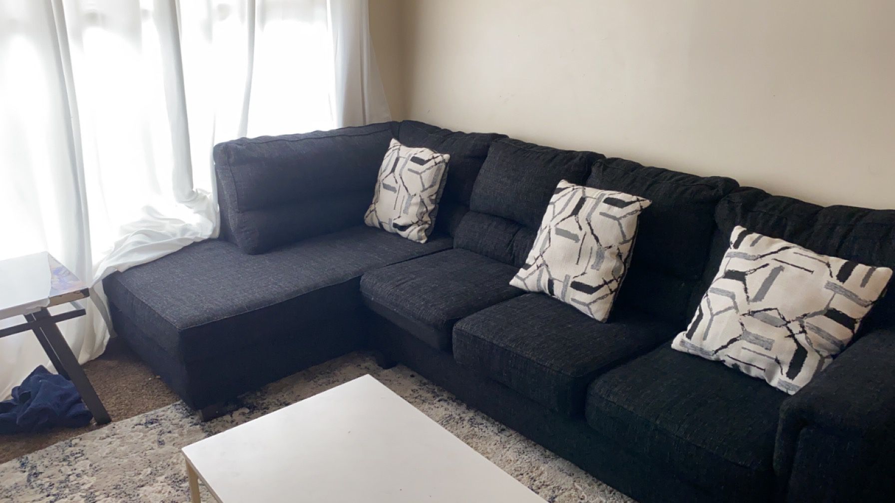 Black Sectional (sofa And Chaise) 