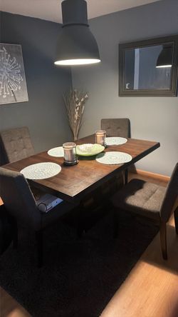 Wood Dining Table with 4 Chairs
