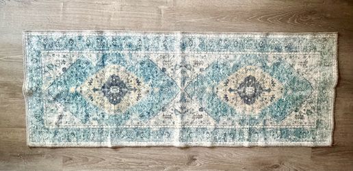 Boho teal rug 22” x 58”