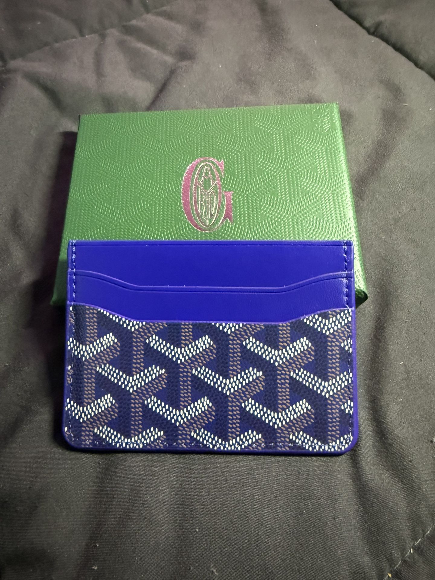 Blue Card Holder Genuine leather 