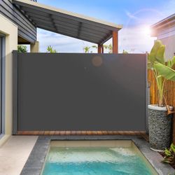 157.5" x 71" Side Awning, Patio Retractable Side Screen Awning, UV Resistant, Waterproof, Patio Privacy Screen for Garden, Balcony, Courtyard