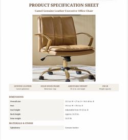 Camel colored premium leather desk chair