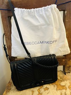 Rebecca Minkoff Chevron Quilted Small Love Crossbody Bag - Black