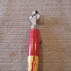 Vintage Wood Handle Red Color Hand Can Opener