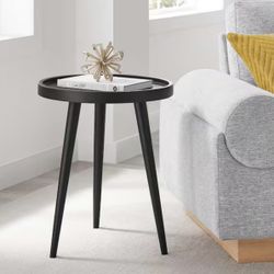 Chiro Round Wood Side Table in Black