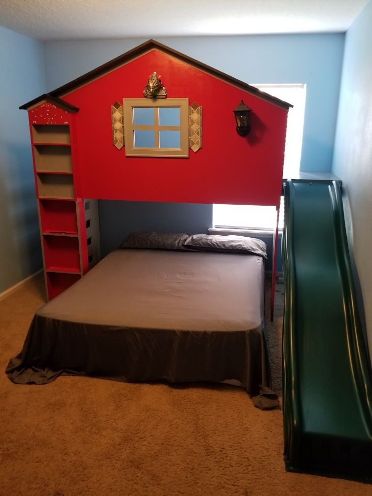 Kids bunk bed with slide
