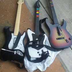 Lot Of 3 PS3 PS2 Guitars Red OCTANE Harmonix 822151