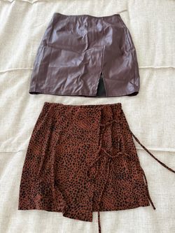 Leopard Print Mini Skirt With Slit And Burgundy Skirt With Slit Size Small