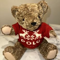  1998 Polo Ralph Lauren Sweater Bear Plush Men's Fair Isle Deer L Xl Vintage Toy