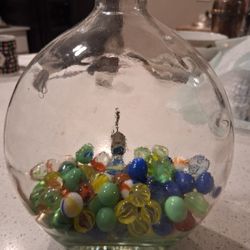 Hand Blown Green Glass Decanter 