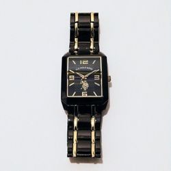 Two Tone Gold And Black Square Watch 