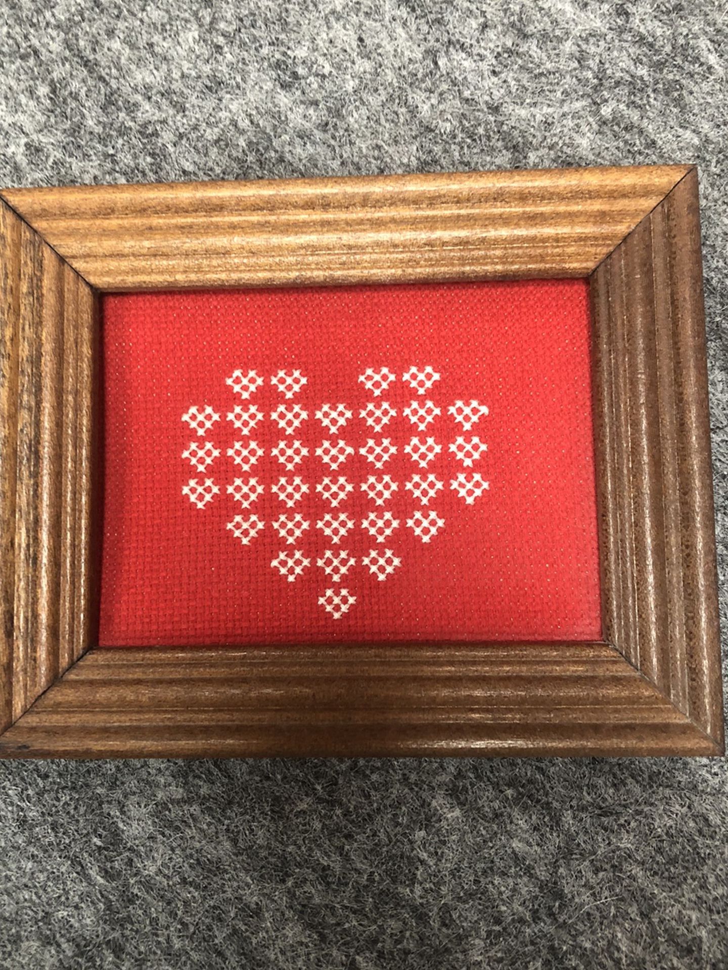 Valentine Heart Cross Stitch Framed Picture