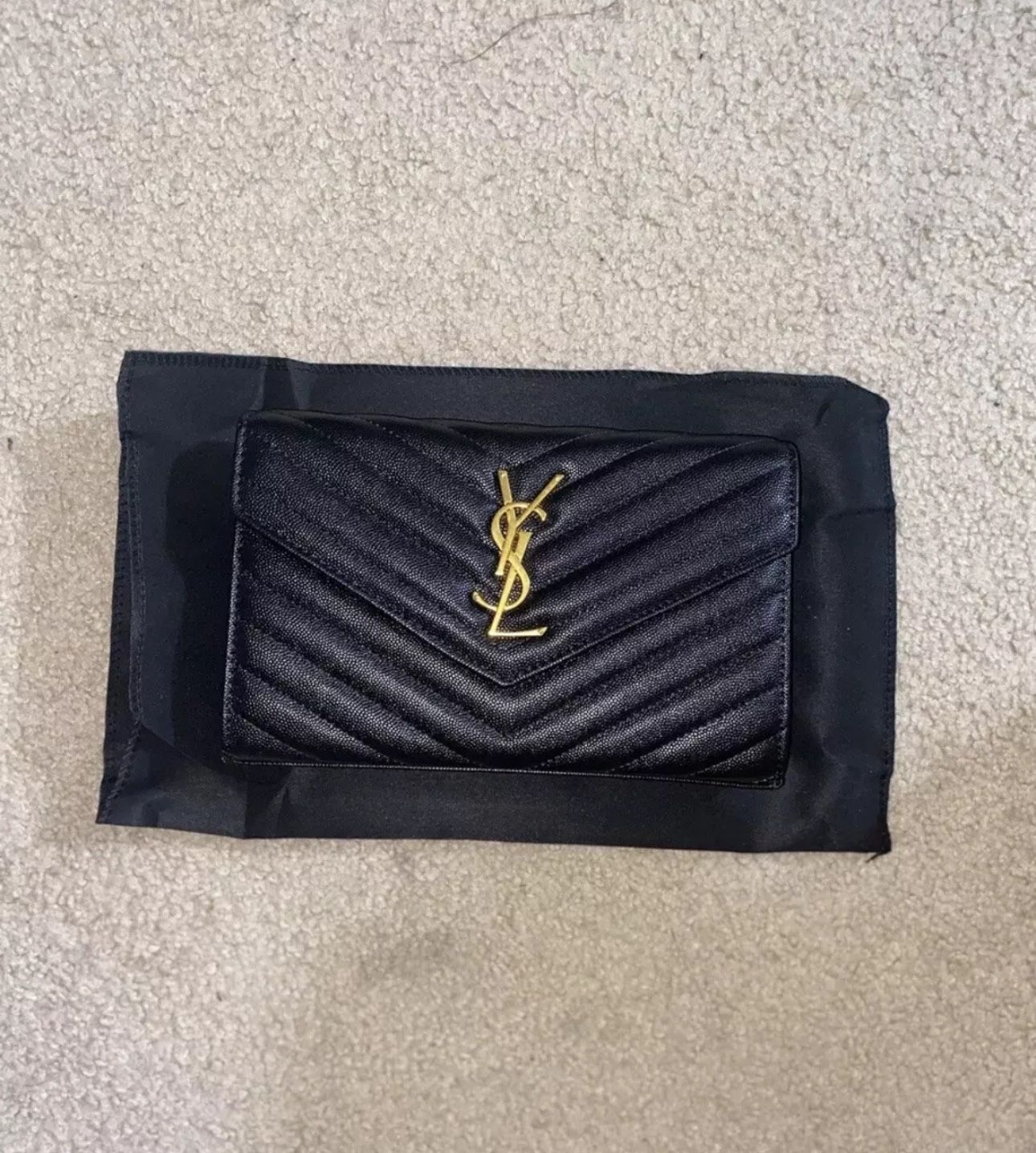 Yves Saint Laurent Cassandre Black And Gold Handbag