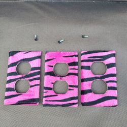 3 Zebra Print Receptacle Covers
