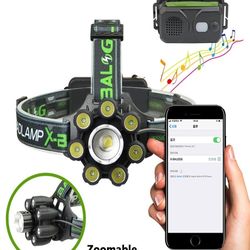 USB Reachargeable Smart Led Headlamp Bluetooth Speaker XM-L T6 Headlight Zoom 18650 Battery headlamp fishing lamp