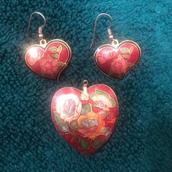 Heart Pendant & Earrings