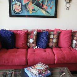Red Living Room Couch Set W/ Coffee Table